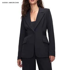 Good American Bonded One Button Blazer Size 3XL Stretchy Peaked Lapel Jacket